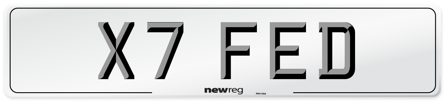 X7 FED Number Plate from New Reg
